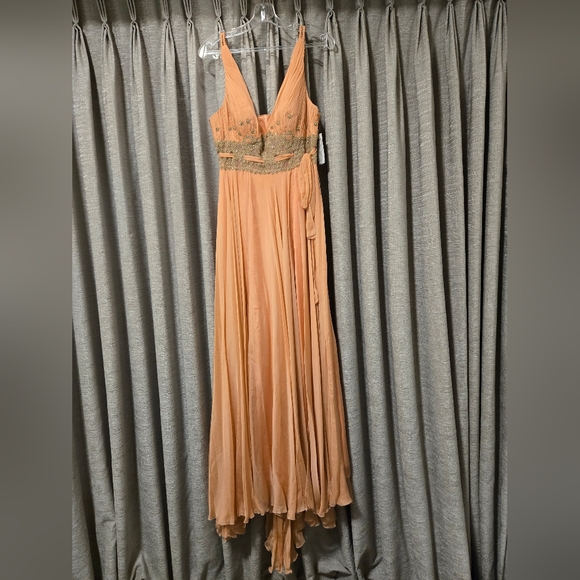 Romantic soft pink beaded Grecian style maxi dress - Picture 7 of 9